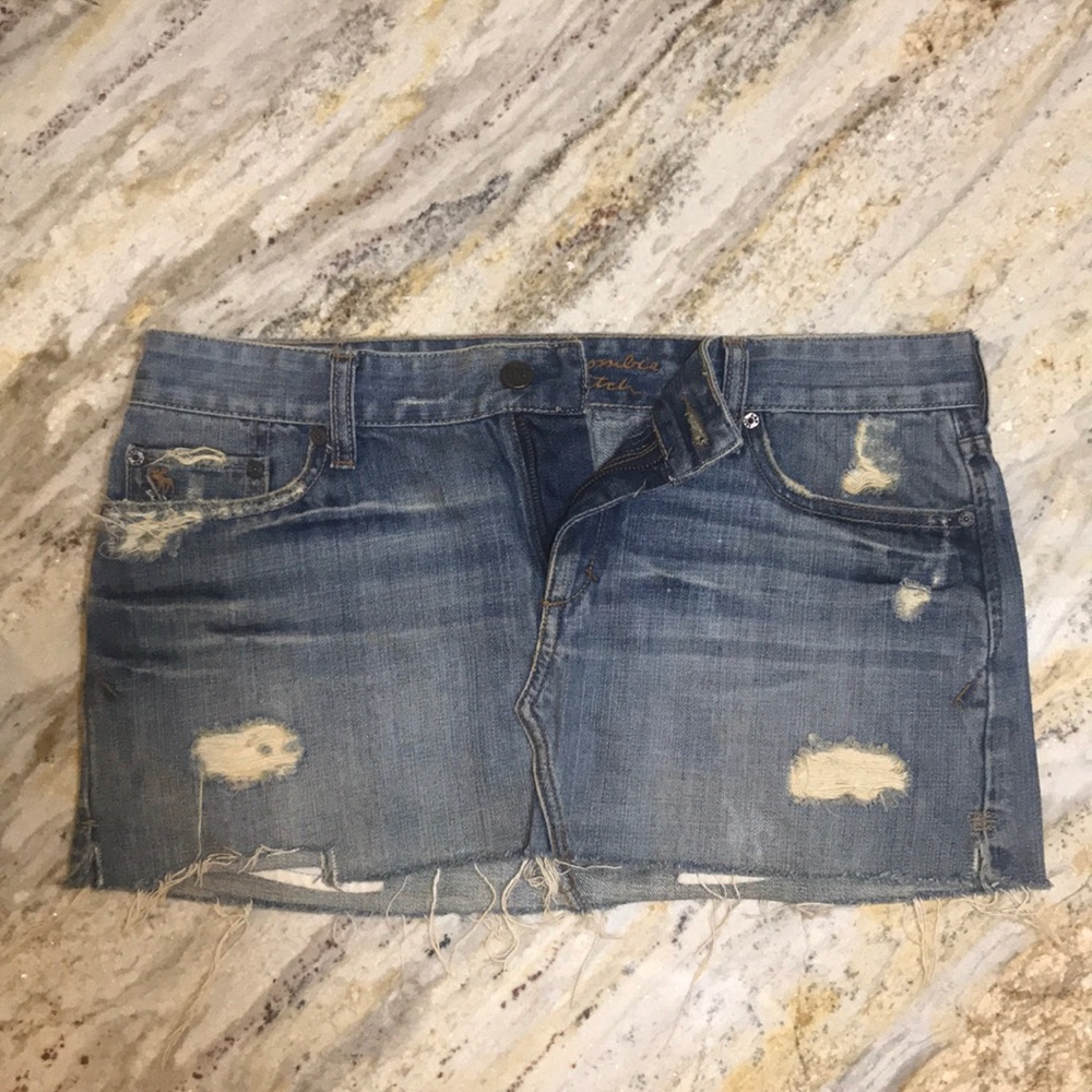 Distressed Abercrombie and Fitch Denim Jean Skirt